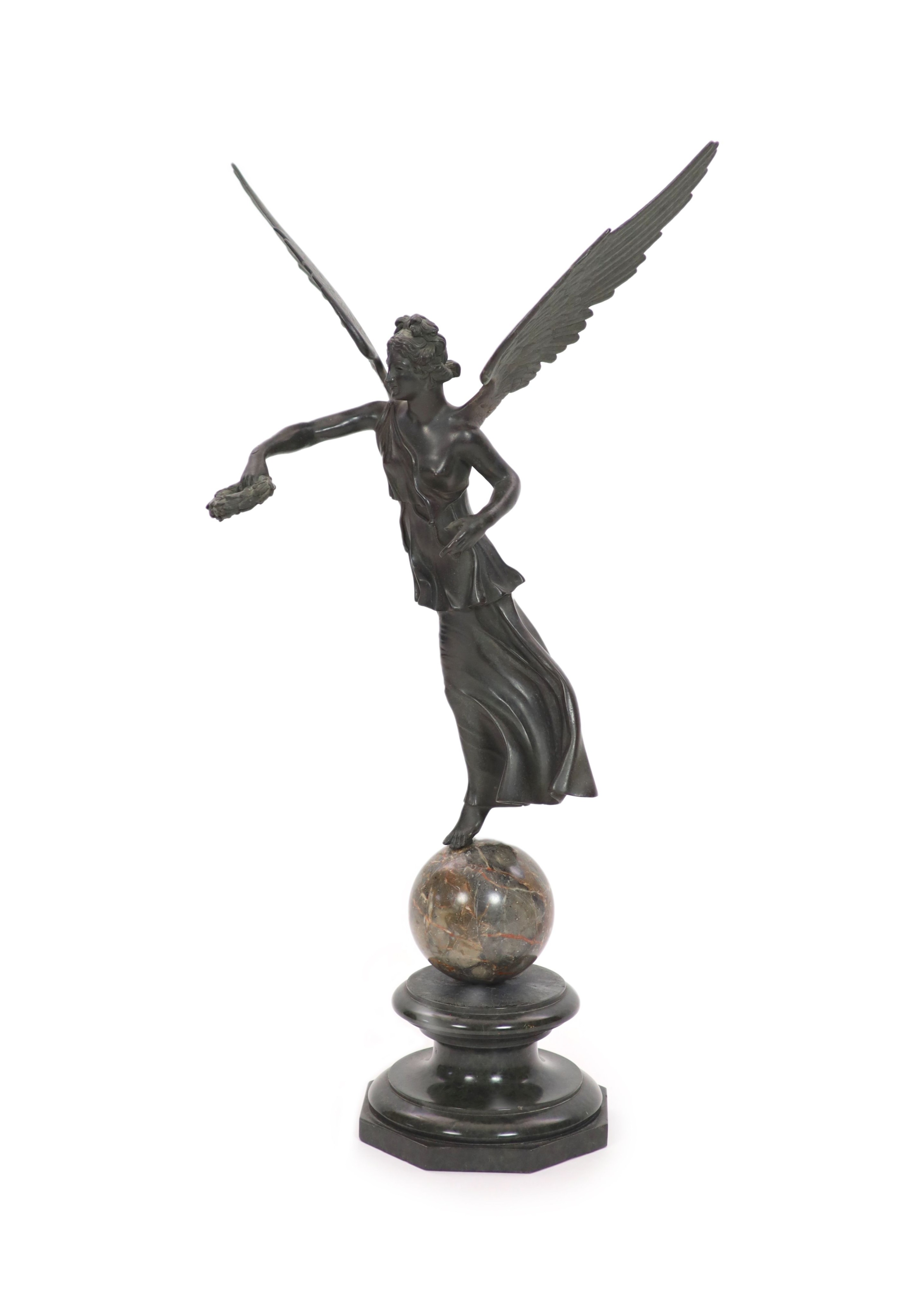 A 19th century Italian Grand Tour bronze figure, of the Samothrace Nike or winged Victory, probably by Chiurazzi & Fils of Naples, height 73cm